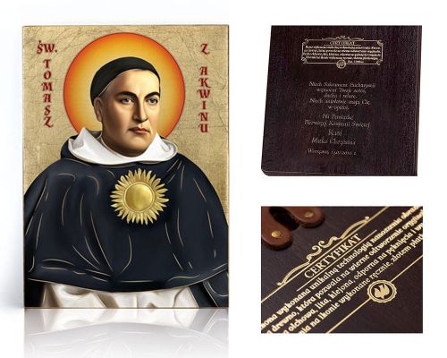 Ikona religijna Święty Tomasz z Akwinu - dedykacja / własny tekst