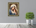Obraz religijny na płótnie Matka Boża z Dzieciątkiem Jezus - rama z ornamentem