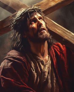 Plakat religijny Chrystus niosący krzyż