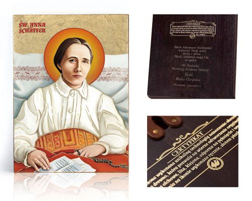 Ikona religijna Święta Anna Schäffer - dedykacja / własny tekst