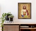 Obraz Jezus Chrystus - Pamiątka Pierwszej Komunii Świętej rama złoty pasek