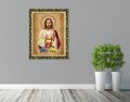 Obraz religijny na płótnie Jezus Chrystus - Pamiątka Pierwszej Komunii Świętej w ramie ornamentowej