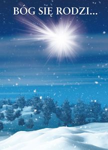 Tło do szopki, Gwiazda Betlejemska 180x250 cm  Napis nad "Gwiazda Bóg się rodzi..."