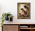 Obraz Święta Rodzina - rama drewniana ze złotym paskiem