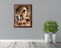 Obraz religijny na płótnie Matka Boża z Dzieciątkiem Jezus - rama drewniana ze złotym paskiem