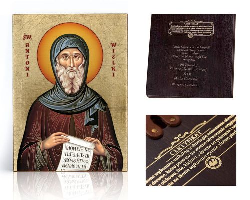 Ikona religijna Święty Antoni Wielki - dedykacja / własny tekst