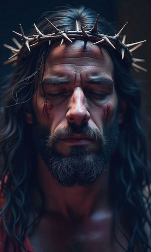 Tło do Ciemnicy, Jezus Chrystus w koronie cierniowej 150x250 cm