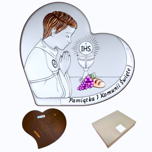 Srebrna Pamiątka Pierwszej Komunii Świętej serduszko