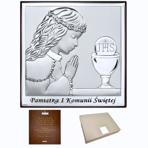 Srebrna Pamiątka I Komunii Świętej + Dedykacja 