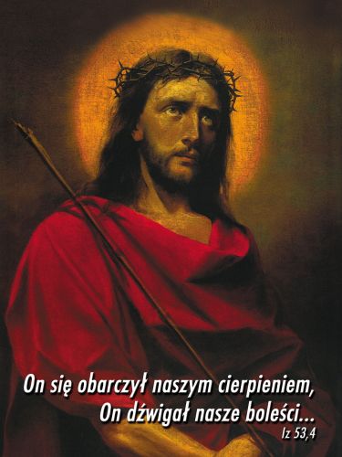 Baner na Wielki Post "On się obarczył.." 75x100 cm