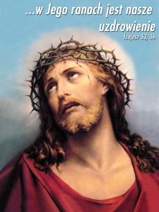 Baner na Wielki Post "w Jego ranach.." 75x100 cm