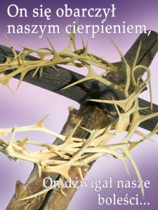 Baner na Wielki Post "On się obarczył naszym.." 75x100 cm
