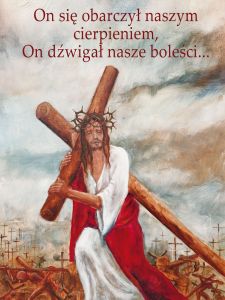Baner na Wielki Post "On się obarczył naszym.." 75x100 cm