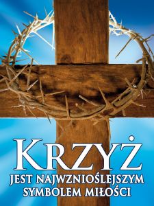 Baner na Wielki Post "Krzyż jest najwznioślejszym.." 75x100 cm