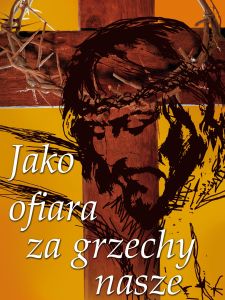 Baner na Wielki Post "Jako ofiara za grzechy nasze" 75x100 cm