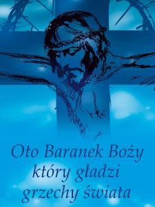 Baner na Wielki Post "Oto baranek Boży który.." 75x100 cm