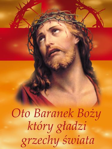 Baner na Wielki Post "Oto Baranek Boży który.." 75x100 cm