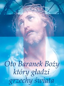 Baner na Wielki Post "Oto Baranek Boży, który.." 75x100 cm