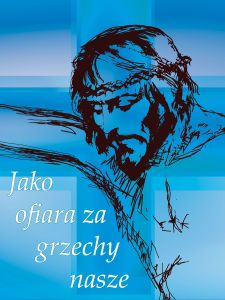 Baner na Wielki Post "Jako ofiara za grzechy nasze" 75x100 cm