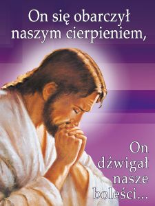 Baner na Wielki Post "On się obarczył naszym.." 75x100 cm