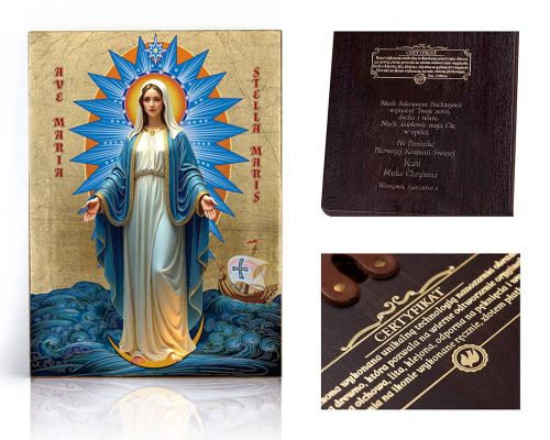 Ikona religijna Maryja Gwiazda Morza STELLA-MARIS - dedykacja / własny tekst