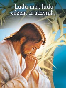Baner na Wielki Post "Ludu mój, ludu cóżem.." 75x100 cm
