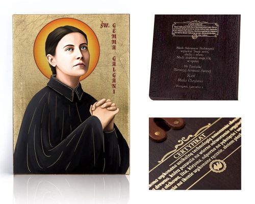 Ikona religijna Święta Gemma Galgani - dedykacja / własny tekst