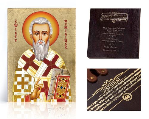 Ikona religijna Święty Remigiusz - dedykacja / własny tekst