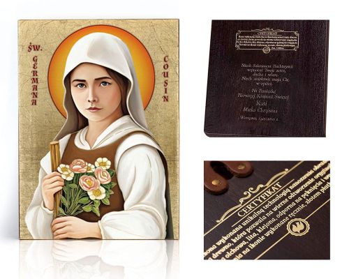 Ikona religijna Święta Germana Cousin - dedykacja / własny tekst