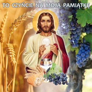 Baner na Boże Ciało "To czyńcie na moją pamiątkę" 150x150 cm