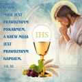 Baner na Boże Ciało "Ciało moje jest prawdziwym pokarmem..." 150x150 cm