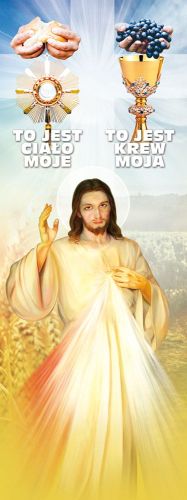 Baner na Boże Ciało "To jest Ciało moje, To jest Krew moja" 75x200 cm