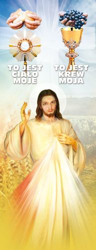 Baner na Boże Ciało "To jest Ciało moje, To jest Krew moja" 50x130 cm