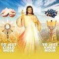 Baner na Boże Ciało "To jest Ciało moje, To jest Krew moja" 150x150 cm