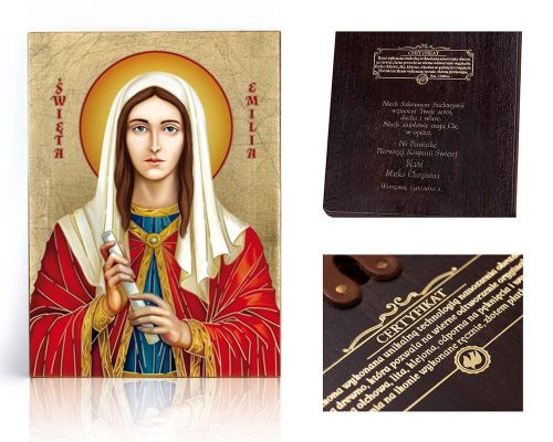 Ikona religijna Święta Emilia - patronka matek - dedykacja / własny tekst
