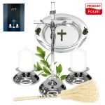 Zestaw kolędowy - stal nierdzewna - miseczka i kropidło 