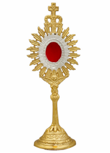 Relikwiarz z mosiądzu złocony