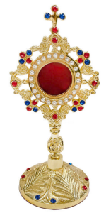 Relikwiarz złocony z kamieniami