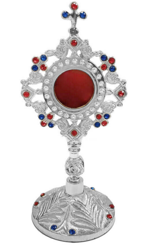 Relikwiarz posrebrzany z kamieniami