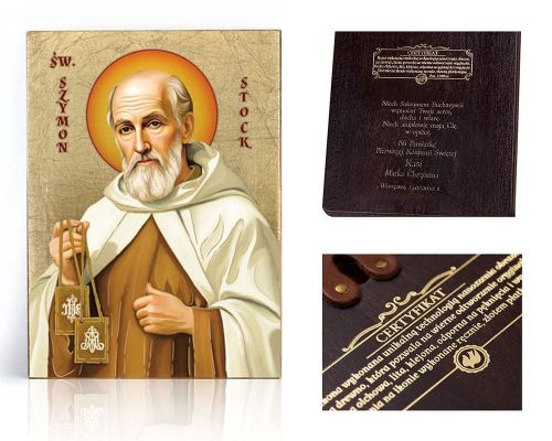 Ikona religijna Święty Szymon Stock - dedykacja / własny tekst