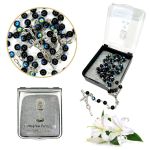 Różaniec komunijny | granatowy + pudełeczko na różaniec 