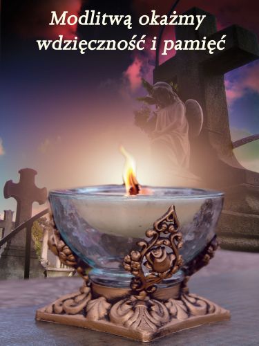 Baner na Wszystkich Świętych "Modlitwą okażmy..." 75x100 cm