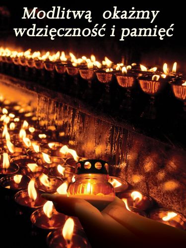 Baner na Wszystkich Świętych "Modlitwą okażmy..." 75x100 cm