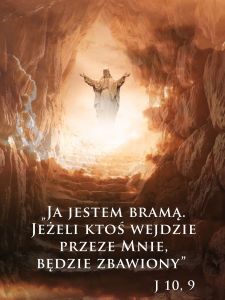 Baner na Wszystkich Świętych "Ja jestem bramą..." 75x100 cm