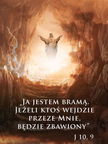 Baner na Wszystkich Świętych "Ja jestem bramą..." 75x100 cm
