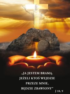 Baner na Wszystkich Świętych "Ja jestem bramą..." 75x100 cm