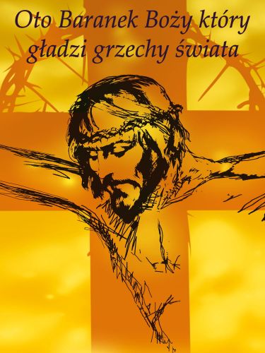 Baner na Wielki Post "Oto Baranek Boży, który..." 75x100 cm