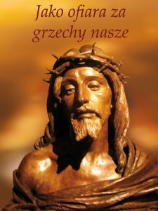 Baner na Wielki Post "Jako ofiara za grzechy nasze" 75x100 cm