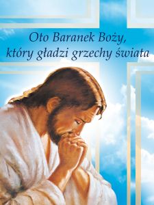 Baner na Wielki Post "Oto Baranek Boży, który..." 75x100