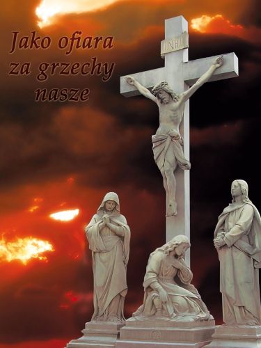 Baner na Wielki Post "Jako ofiara za grzechy nasze" 75x100 cm